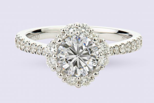18kt White Gold Fancy Round Halo Engagement Ring